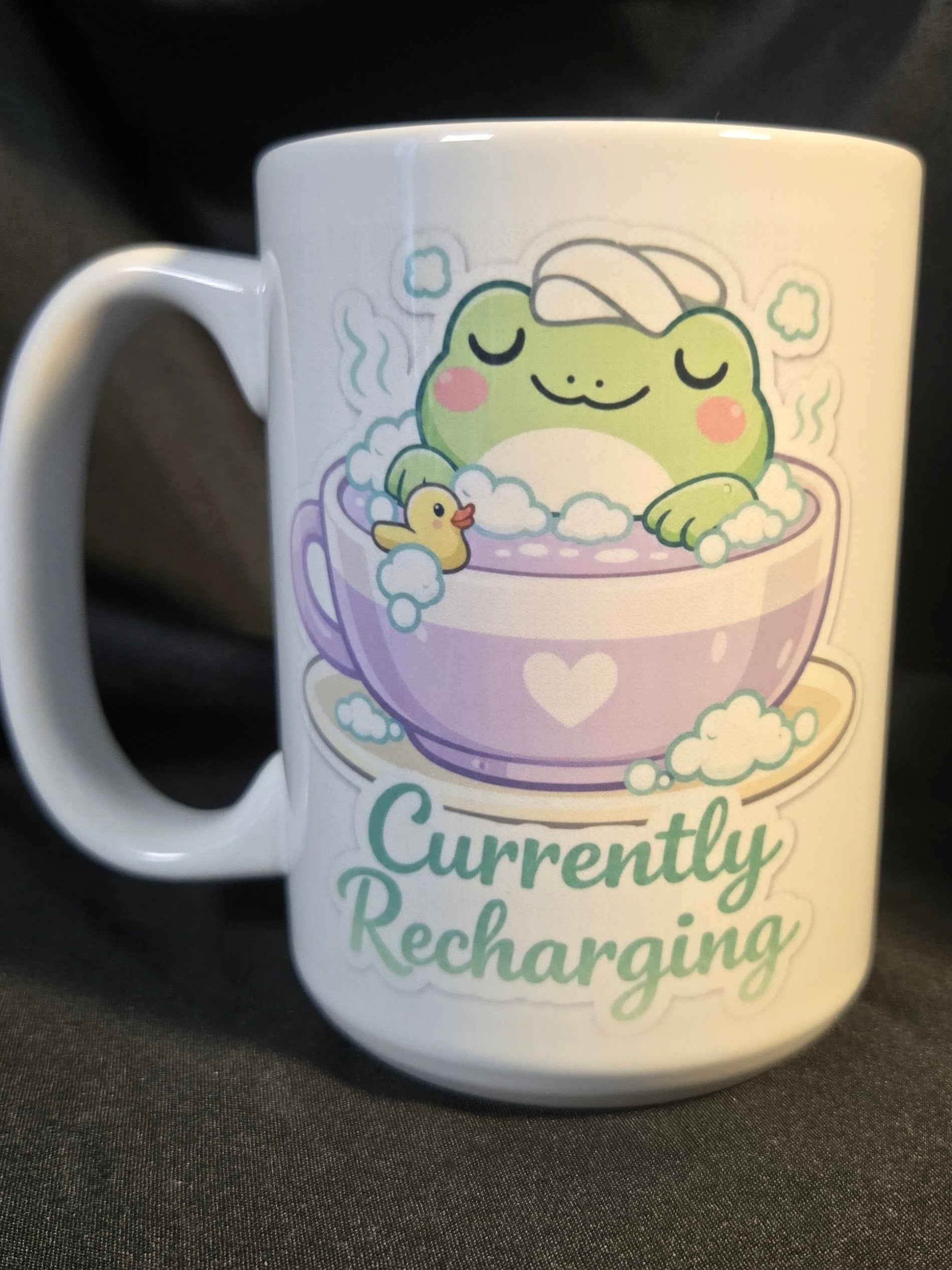 Green Frog "Currently Recharging" 15 ounce mug