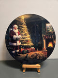 Christmas Living Room with Santa 8" Metal Sign