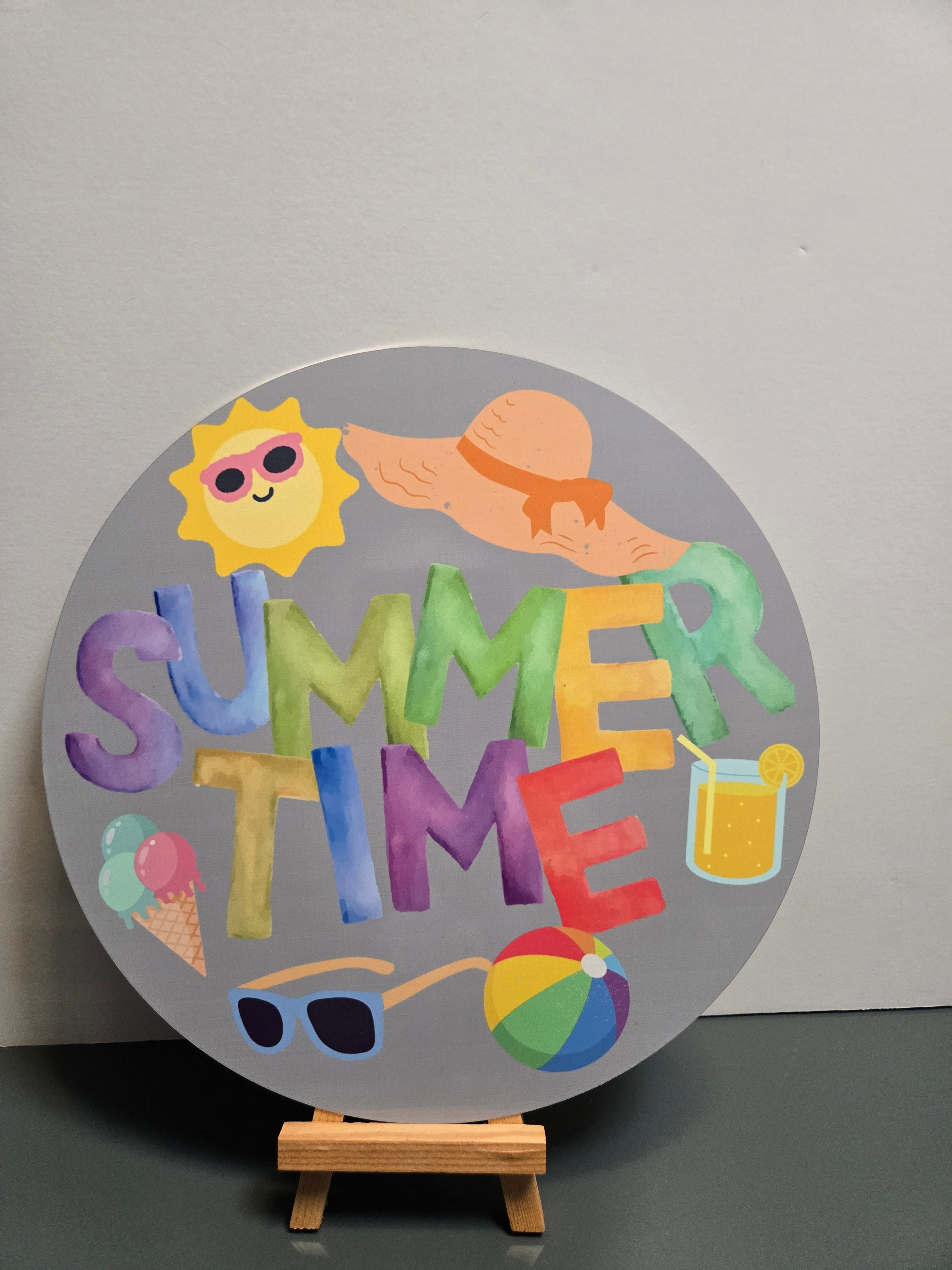 Summertime 8" Metal Sign