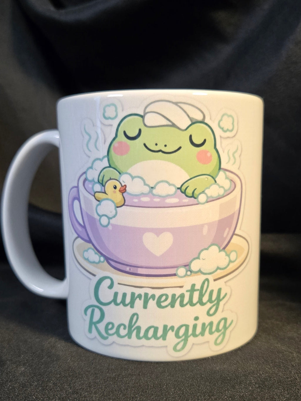 Green Frog "Currently Recharging" 11 ounce mug