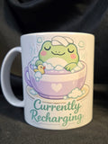 Green Frog "Currently Recharging" 11 ounce mug