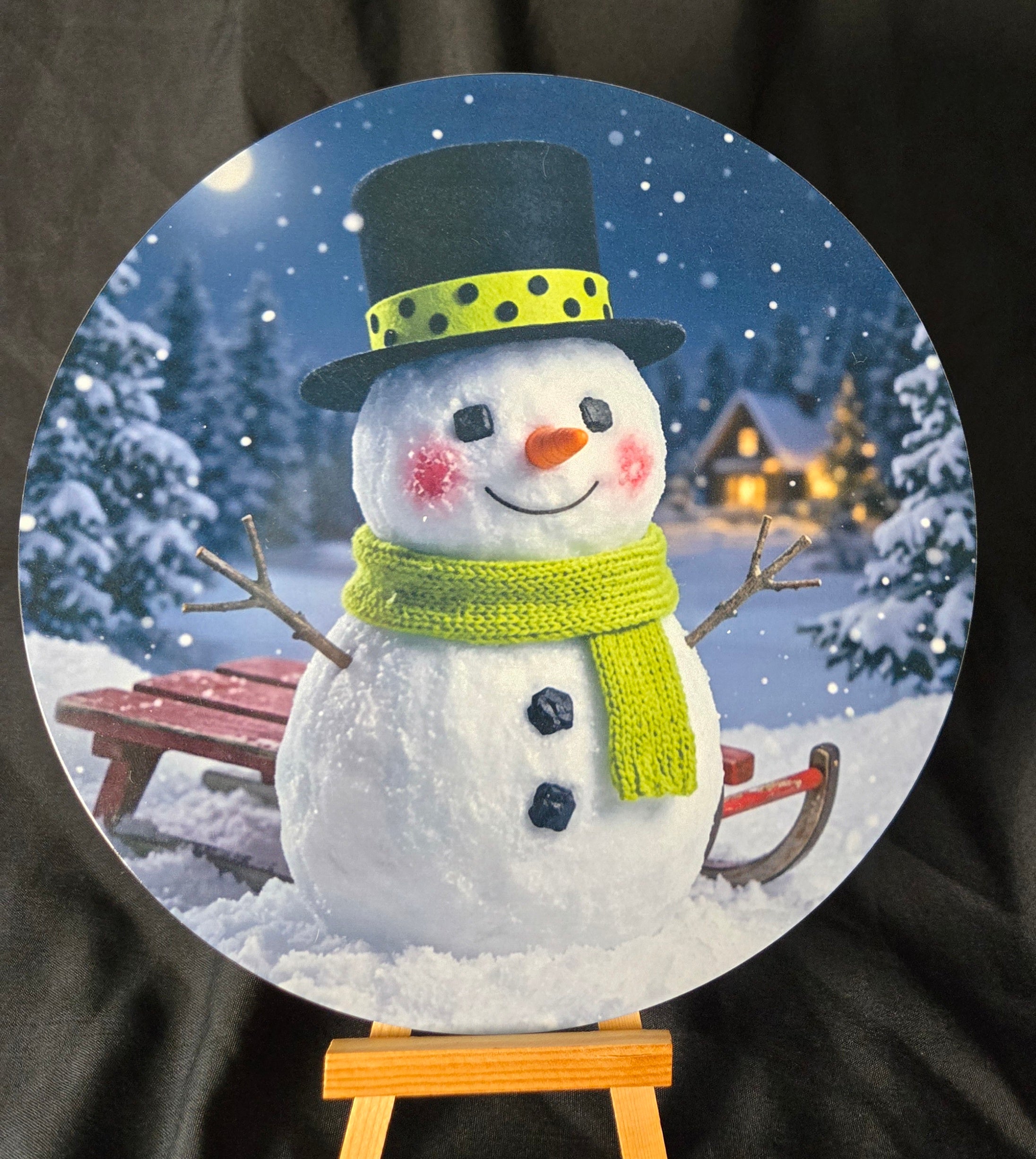 Sled Snowman 8" Sign