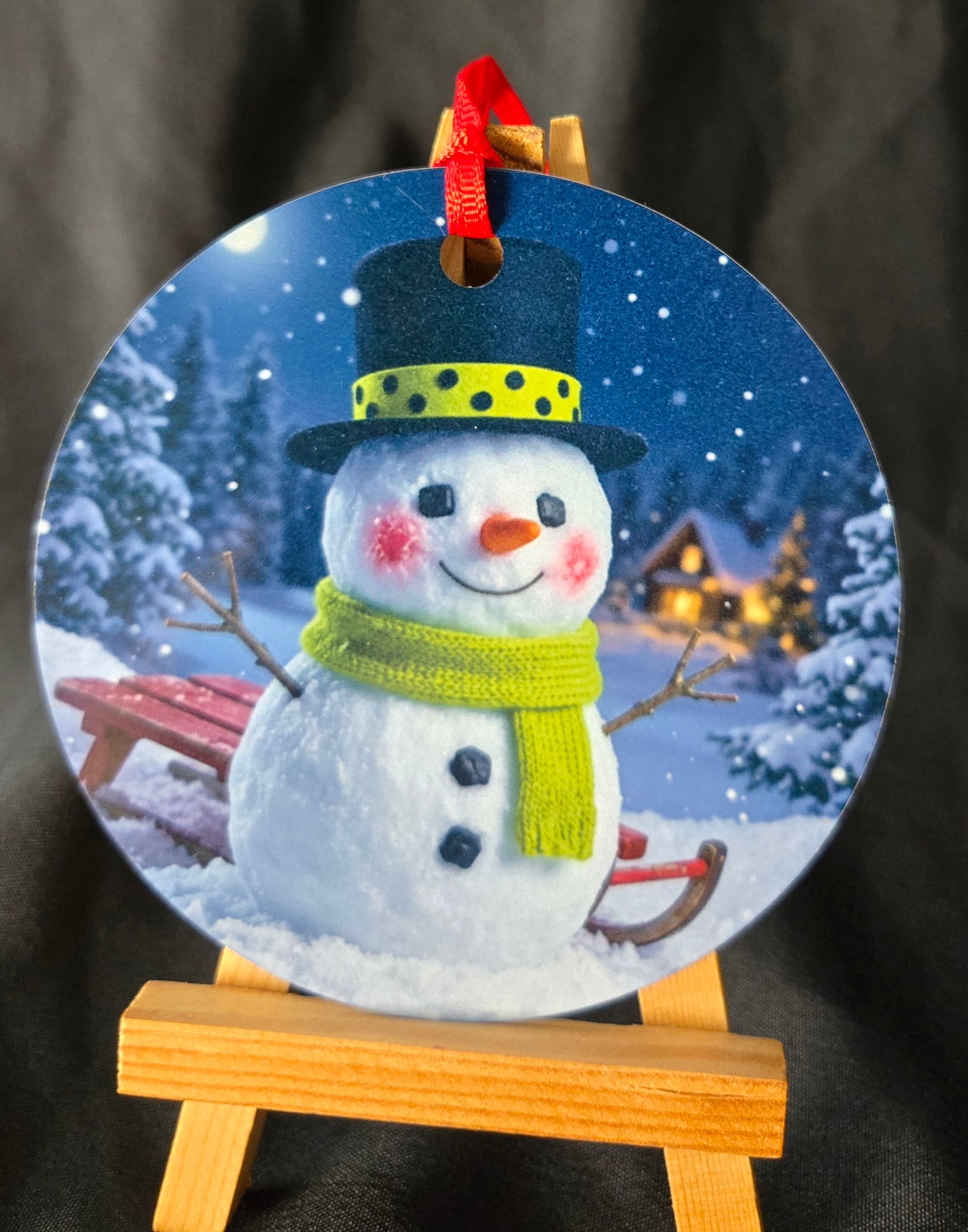 Sled  Snowman Ornament