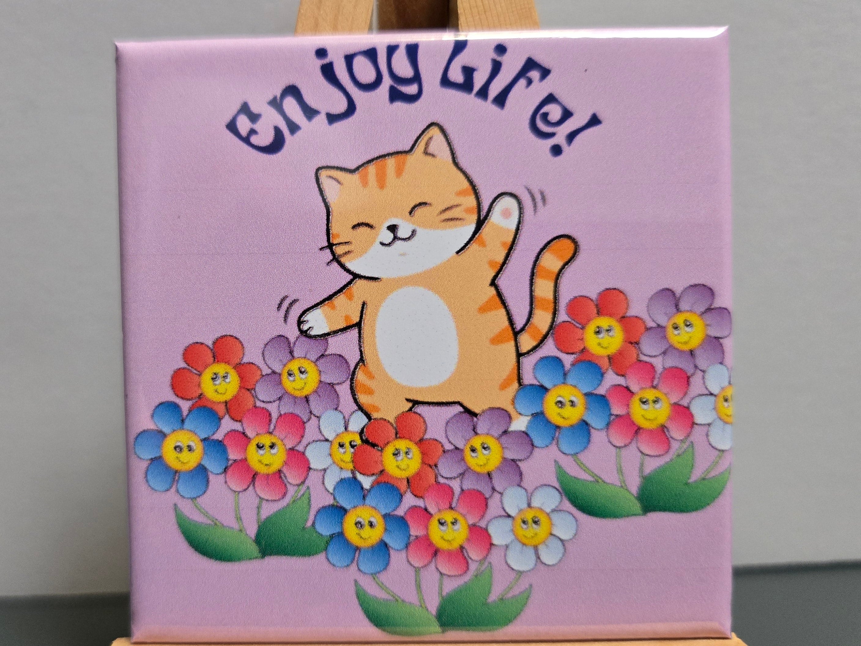 Enjoy Life Cat Magnet 2.5"x2.5"