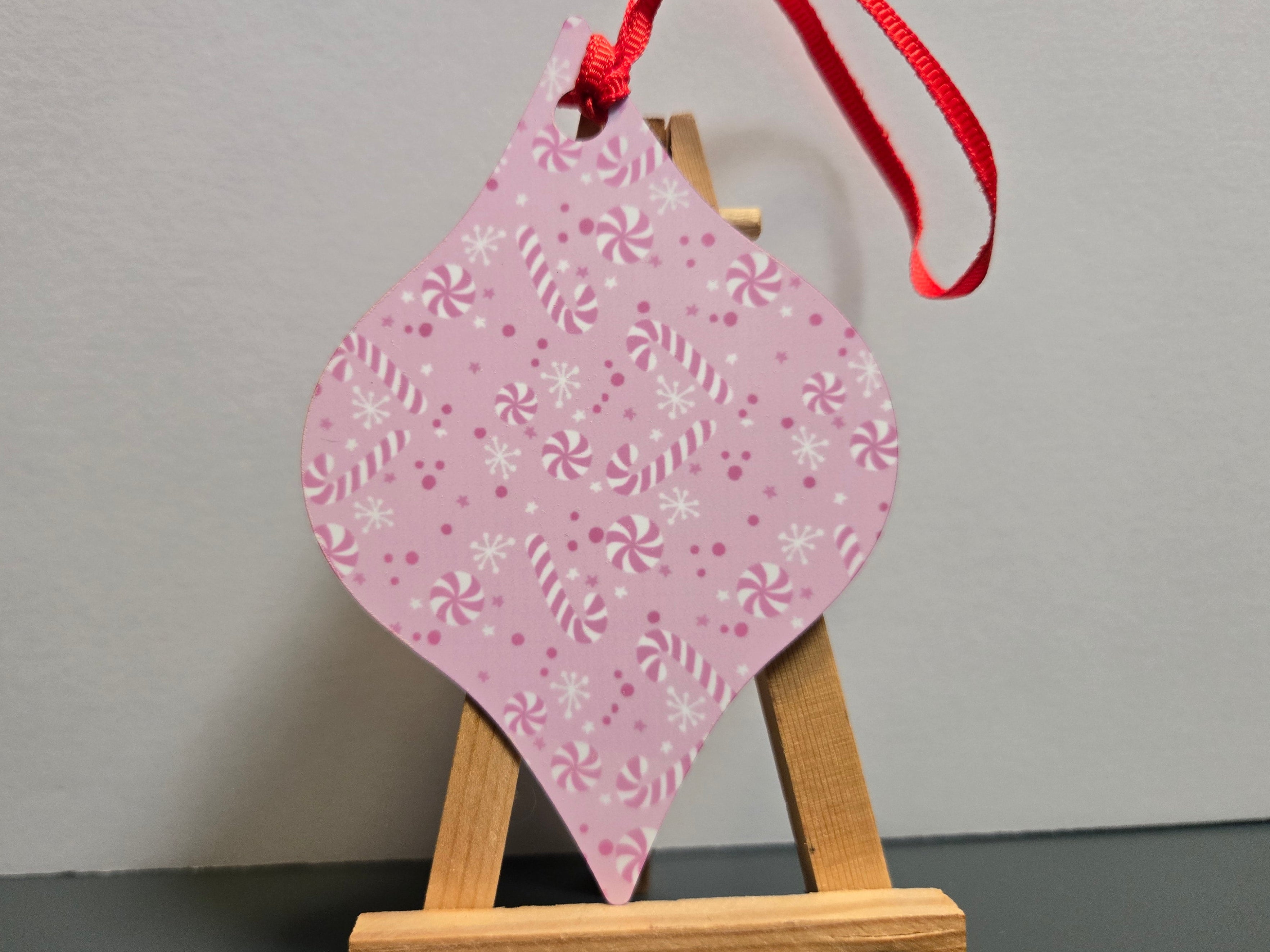 Peppermint Teardrop Shaped Metal Ornament