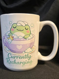 Green Frog "Currently Recharging" 15 ounce mug