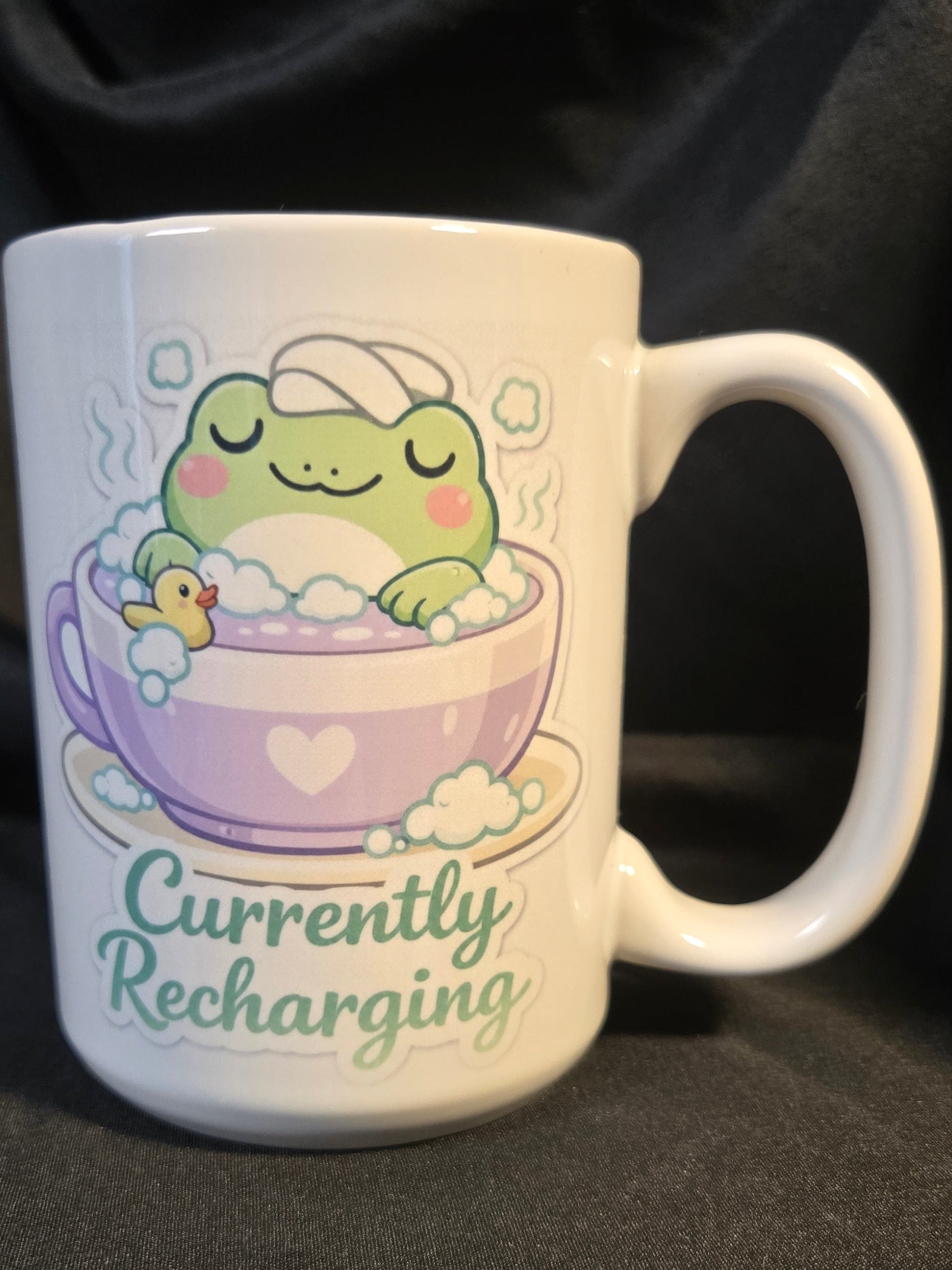 Green Frog "Currently Recharging" 15 ounce mug