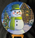 Cartoon Green Hat Snowman 8" Sign